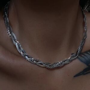 Stainless Steel Necklaces, modern design, Silver. Snake Chain